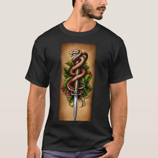 Cobra envolto em camiseta punhal (Frente)