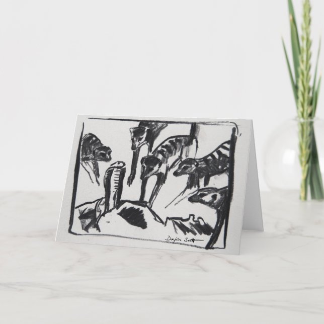 Cobra mobbing de Meerkats - cartão da arte (Frente)