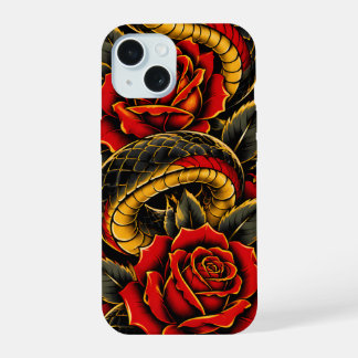 Cobra Preta & Rosas Vermelhas | Serpente Floral Gó