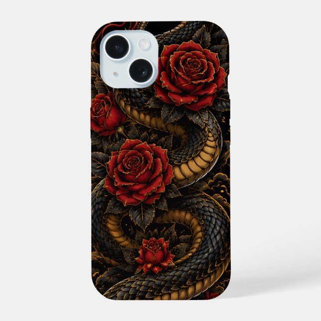 Cobra Preta & Rosas Vermelhas | Serpente Floral Gó (Verso)