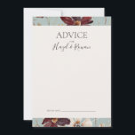 Cobre Burgundy | Cartão de conselheiro especial<br><div class="desc">Esta flor silvestre de cobre | o cartão de conselho especial é perfeito para o seu casamento clássico, ruiva rustica, branco, marsala. Design apresenta uma coroa boêmica ou um buquê de cor aquática roxa, vermelha, cinza e flores rosadas cor-de-rosa, juntamente com laranja queimada e verde-ouro. Apresentados no design são papas...</div>