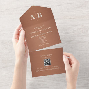 Cobre Marrom QR Casamento