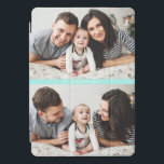 Cobrir Aqua Azul de duas Colagens de Fotografias P<br><div class="desc">Cobrir iPad Pro personalizável com colagem de duas fotos com sotaque azul aqua. Este cobrir personalizado do iPhone Pro é uma forma perfeita de mostrar as fotos da sua família.</div>