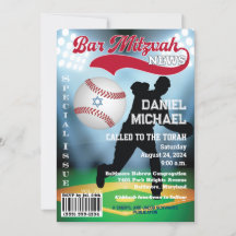 Cobrir de Revista Bar de Baseball Mitzvah Convite