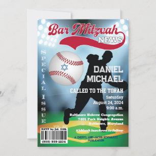 Cobrir de Revista Bar de Baseball Mitzvah Convite