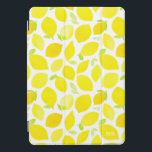 Cobrir Monograma iPad Pro Padrão de Limão de Aquar<br><div class="desc">Cobrir iPad pro brilhante e alegre com padrão de limão de cor d'água. Personalize adicionando um monograma. O monograma está localizado no lado inferior direito do cobrir.</div>
