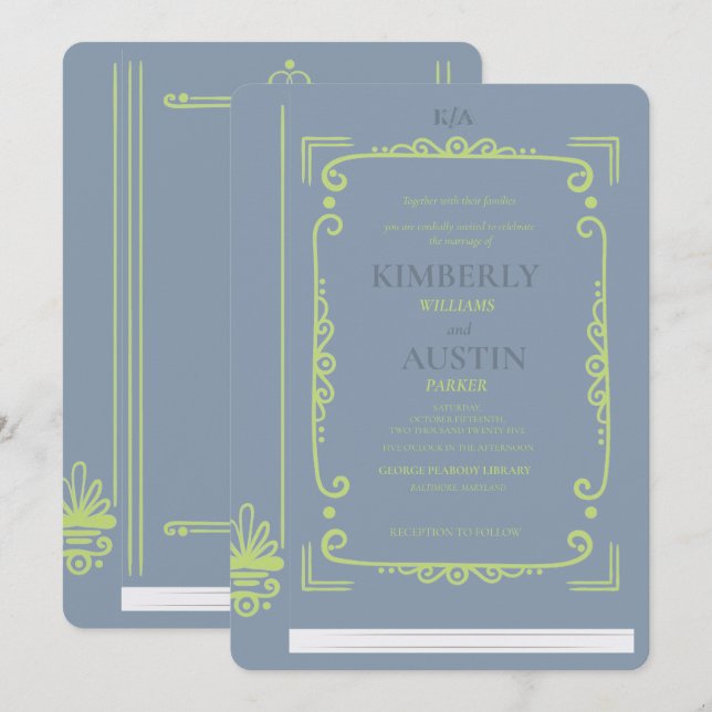 Cobrir Vintage Book | Convite para Casamento do Te (Frente/Verso)