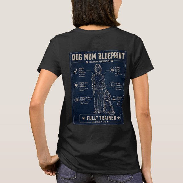 Cockapoo Dog Mum Blueprint T-Shirt (Verso)