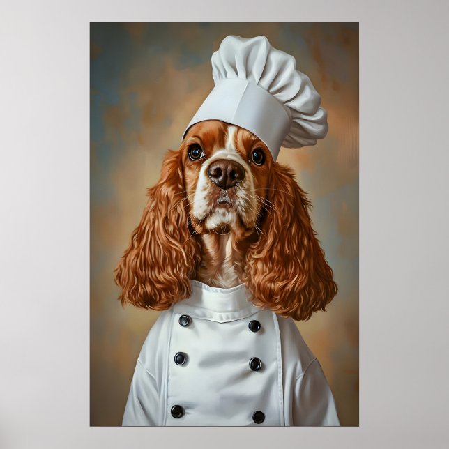 Cocker Spaniel Em Chapéu De Chef Poster, Poster De (Frente)