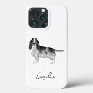 Cocker Spaniel em Preto e Branco & Nome Personaliz