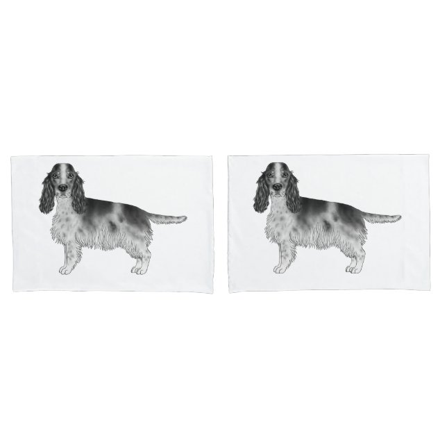 Cocker Spaniel Inglês Desenhado em Preto e Branco (Frente - conjunto)