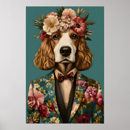 Cocker Spaniel Inglês em Poster de Terno, Cocker