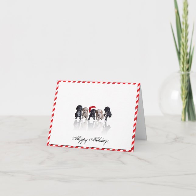 Cocker Spaniel Puppies no Cartão de Natal de Santa (Frente)