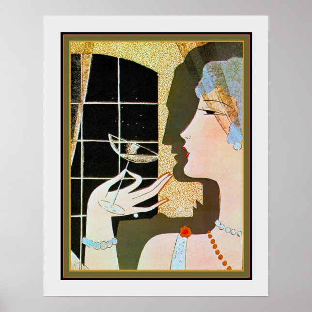 "Cocktail" Art Deco Impressão por M. Gerard 16x20 (Frente)