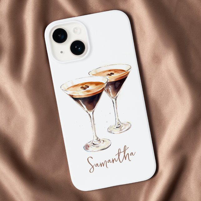 Cocktail de Café Espresso Martini Marrom Nome Pers (Brown Espresso Martini Coffee Cocktail Custom Name Case-Mate iPhone Case)
