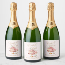 Cocktails e Bolo de Noiva Elegantes Rosa em Bridal