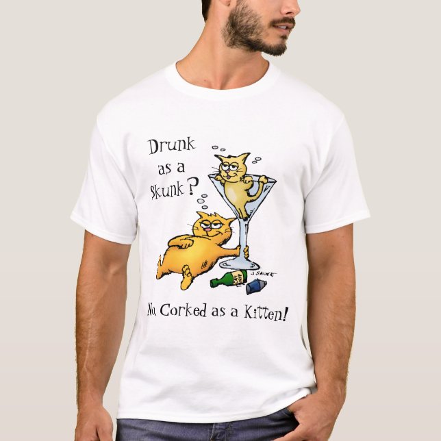 Cocktails & Gatinhas - Rolha como uma Camiseta de  (Frente)