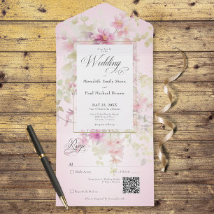 Cód. QR cor-de-rosa floreado e dobra
