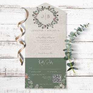 Cód. QR Verde Eucalyptus Moderno em Poeira e Escur