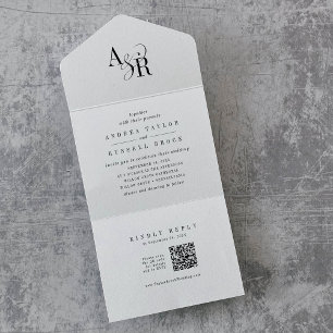 Código ANDREA QR Branco Preto Simples Casamento Mí
