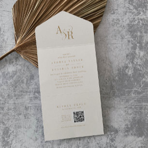 Código ANDREA QR Formal Moderno Dourado Casamento 