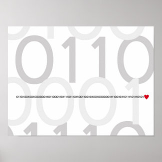 Código Binário Eu te amo coração poster Geek