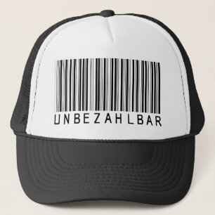 Código de barras boné preto "UNBEZAHLBAR" alemão