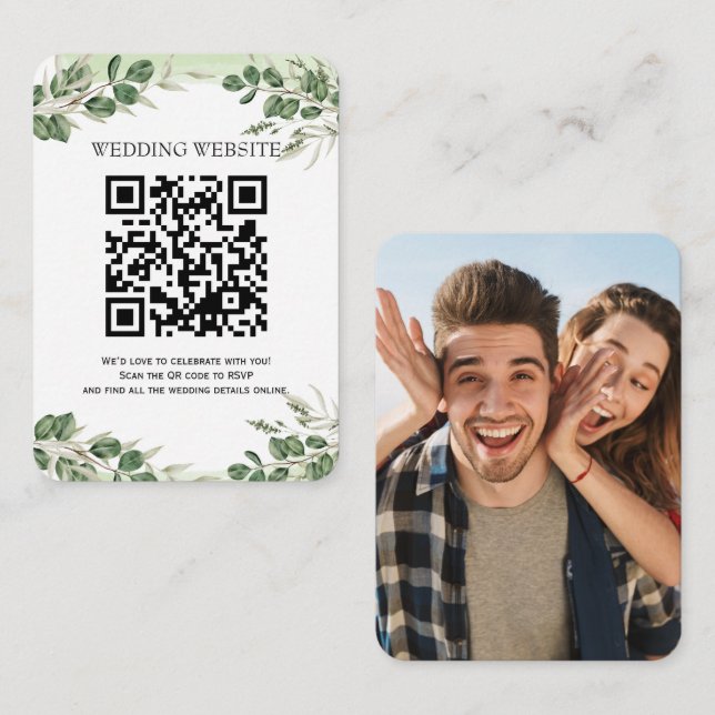 Código de QR Greenery e Convite para o gabinete de (Frente/Verso)