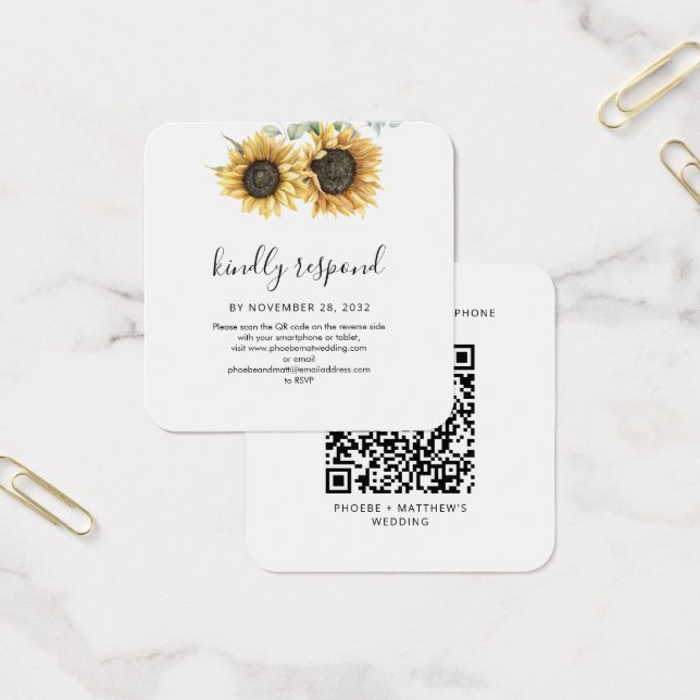 Código Floral de Girassol QR Código Casamento Webs (Escritótio)