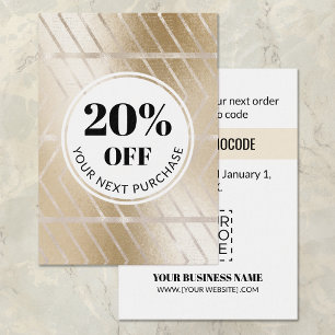 Código Promo Dourado Herringbone Discount Cards