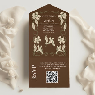 Código Qr Arte Floral Elegante Nouveau t Casamento