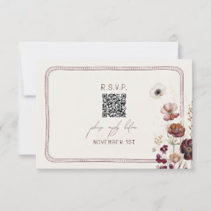 Código QR Autumn Anemone Floral Wedding RSVP