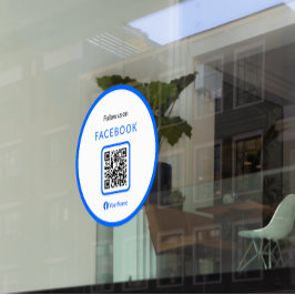 Código QR azul 12" Siga-nos no Facebook