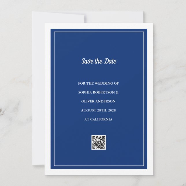 Código QR azul de Marinho mínimo Salve o cartão de (Frente)