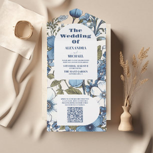 Código QR Blue Periwinkle Wildflower Casamento