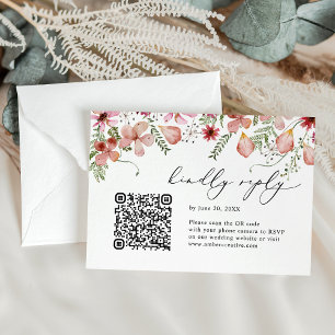 Código QR Blush Pink Watercolor Floral Wedch RSVP