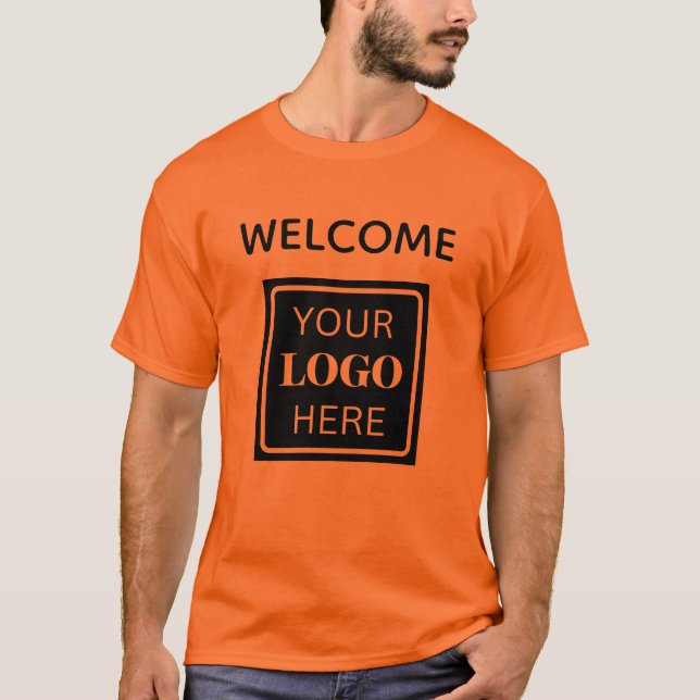 Código QR Boas-vindas Logotipo comercial T-Shirt (Frente)