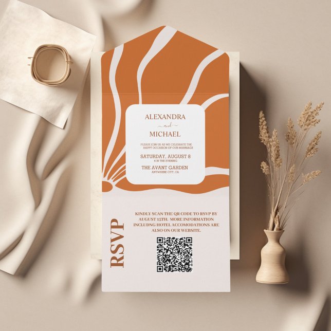 Código QR Boho Chic Retro Floral Casamento (Criador carregado)