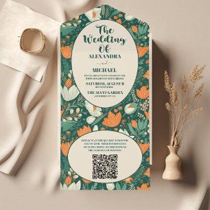 Código QR Boho Retro Casamento Floral