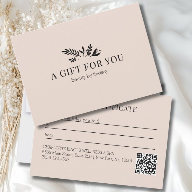 Código QR Botânico Bege Minimalista para Negócios (Minimal Beige Botanical Business QR Code)