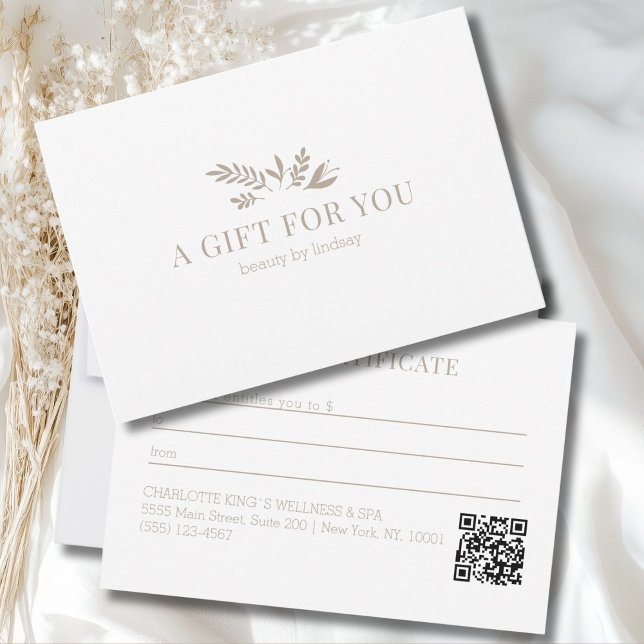 Código QR Botânico Branco Minimalista de Negócios (Minimal White Botanical Business QR Code)