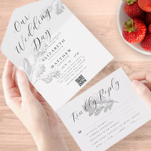 Código QR Botânico Simples de Casamento