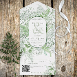 Código QR branco da pasta verde moderna Fern