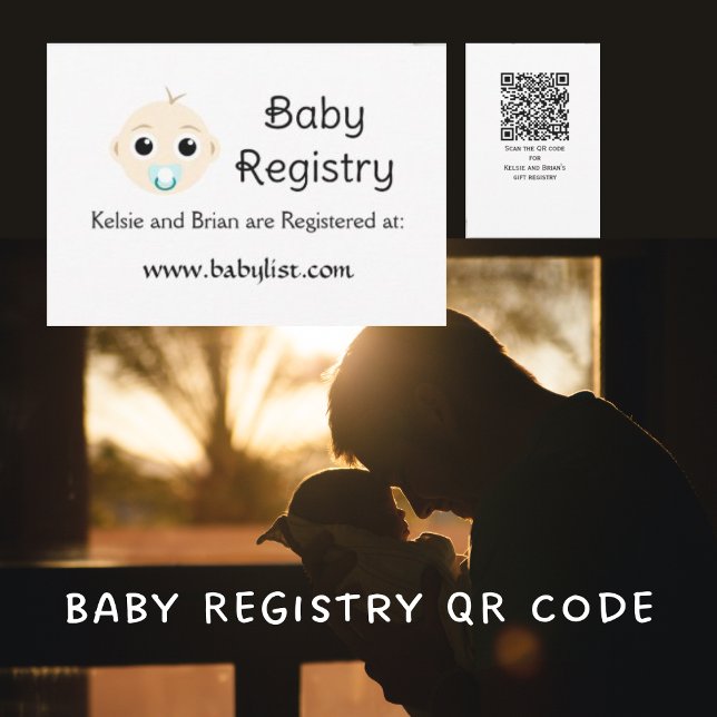 Código QR Cartão de Chá de fraldas do Registro Beb (Baby Registry QR Code Baby Shower Enclosure Cards)