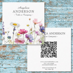 Código QR Cartão de visita de Quadrado de Flor Sel