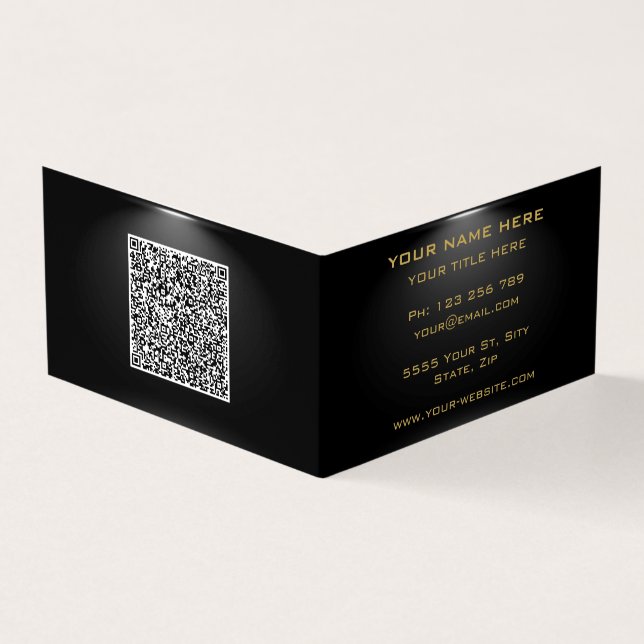 Código QR - Cartão de visita profissional preto Do (Exterior)