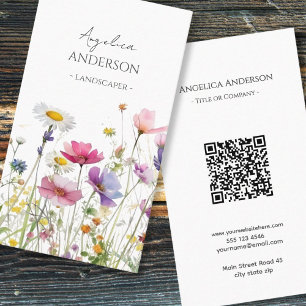 Código QR Cartão de visita Vertical de Flor Selvag