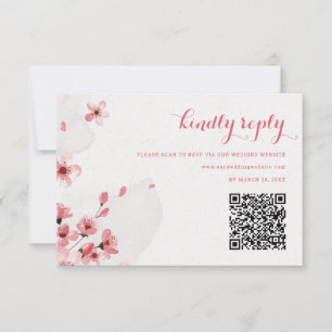 Código QR — Cartão RSVP de Casamento de Flor de Ce