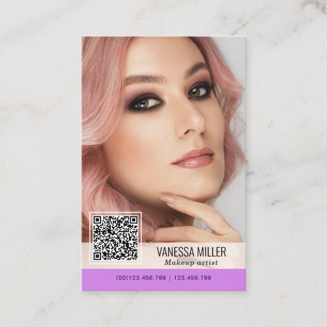 Código QR cartões de visitas modernos para maquiad (Frente)
