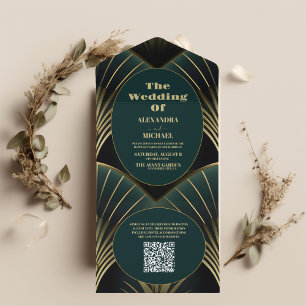 Código QR - Casado de Deco de Arte Dourada e Verde
